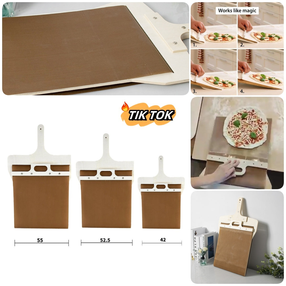 Sliding Pizza Peel - Wood Pizza Slider Smart ，Pizza Peel Slider That Transfer Pizza Perfectly AND Non Stick Pizza Slider