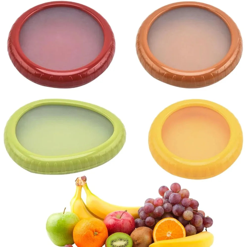 4 Pieces Storage Set Fruit Vegetable Shaped Savers Storage Box, Avocado, Onion, Tomato, And Lemon Reusable Refrigerator Storage Box For Food Fresh-Keeping, Fresh-keeping Container