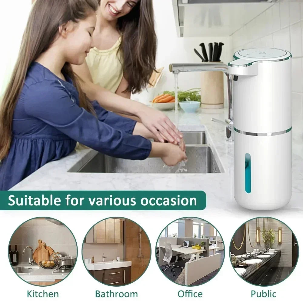 Automatic Foam Soap Dispenser – 380ML/400ML/600ML, USB Rechargeable, Smart Hand Wash, White ABS"