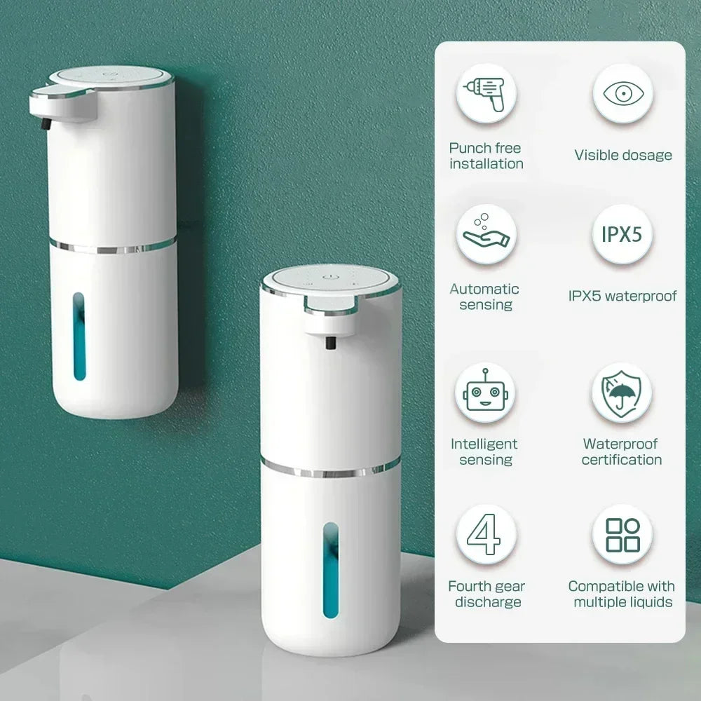 Automatic Foam Soap Dispenser – 380ML/400ML/600ML, USB Rechargeable, Smart Hand Wash, White ABS"