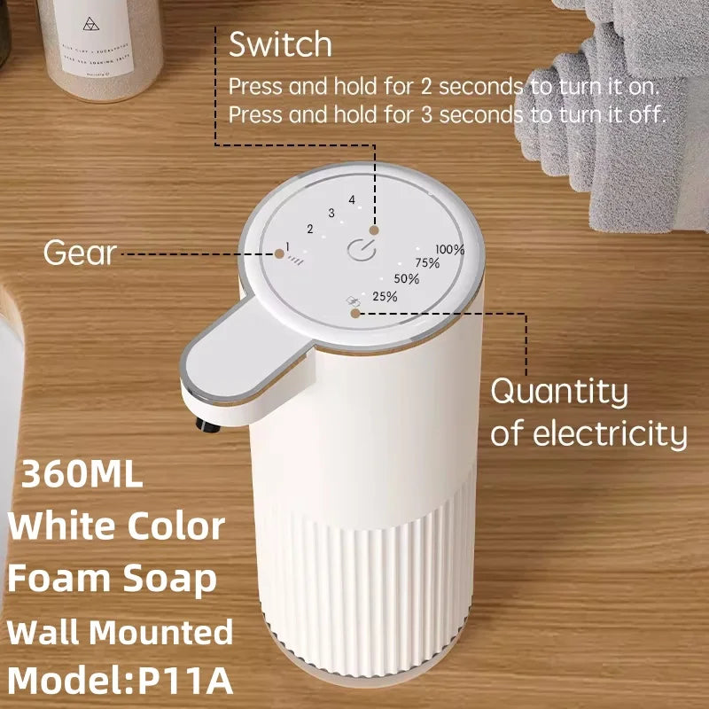 Automatic Foam Soap Dispenser – 380ML/400ML/600ML, USB Rechargeable, Smart Hand Wash, White ABS"