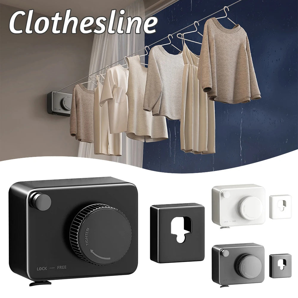 Retractable Clothesline Indoor, Non-Sagging Outdoor Clothes Line Retracting Heavy Duty Clothes Drying Laundry Line Wall Mounted Stainless Steel Line